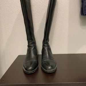 Lands End Black Size 7 Leather Knee High Boots